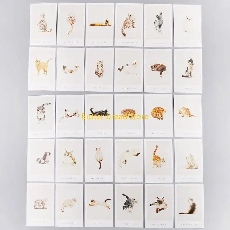 W89C 30 Sheets for Cat Paintings Retro Vintage Postcard Christmas Gift Card for Wish