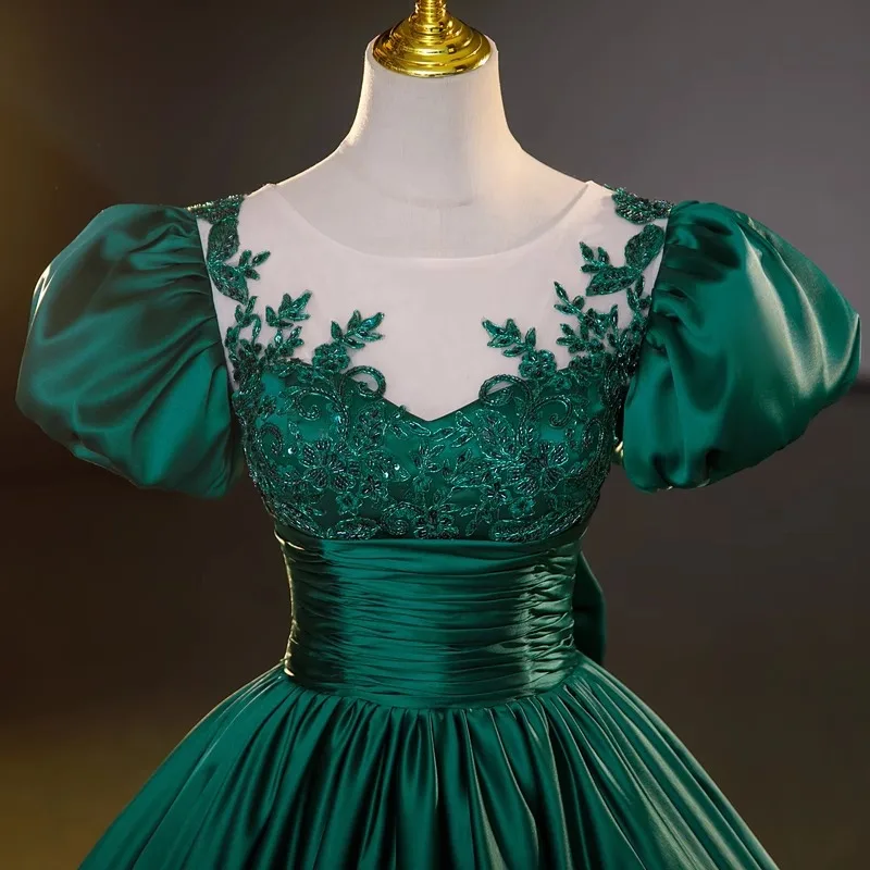 Customized Green Ball Gown Quinceanera Dresses Appliques Satin Prom Birthday Party Gowns Formal Occasion Vestido De Noche