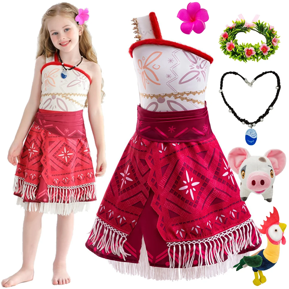 Moana Dress Girls Cosplay Princess Costume Kids Vaiana Birthday Carnival Christmas Party Vestido Children Disguise Fancy Outfits