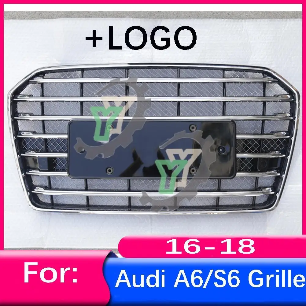 For Audi A6/A6L 2016 2017 2018 Car Front Bumper Grille Centre Panel Styling Upper Grill (Modify For S6 style)