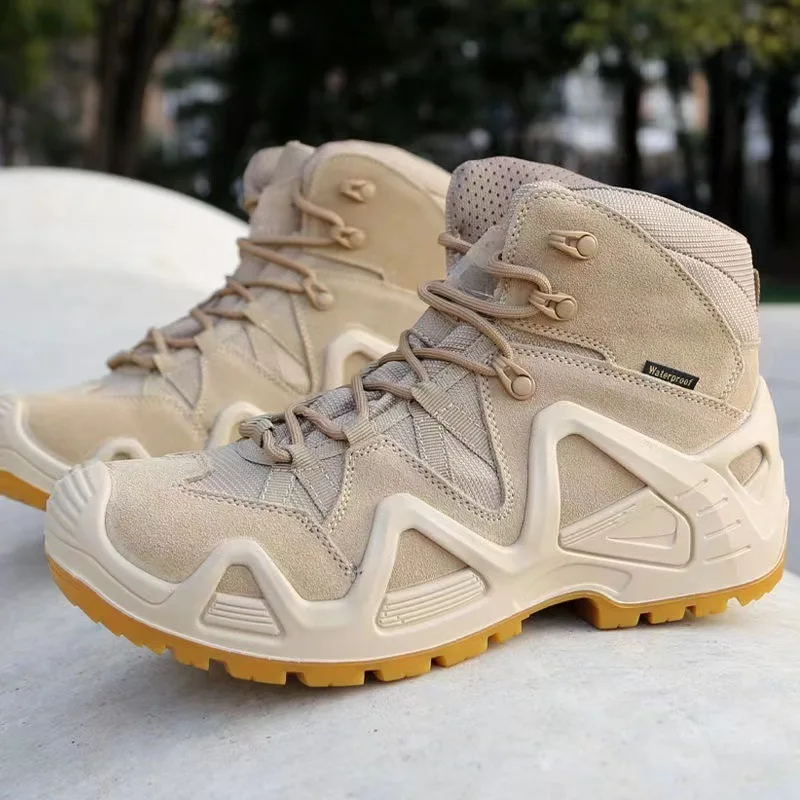 Bottes de randonnée en cuir pour hommes, chaussures de randonnée antidérapantes, résistantes à l'usure et respirantes, bottes tactiques, chaussures de travail grande taille chaussures randonnée pour homme baskets homme