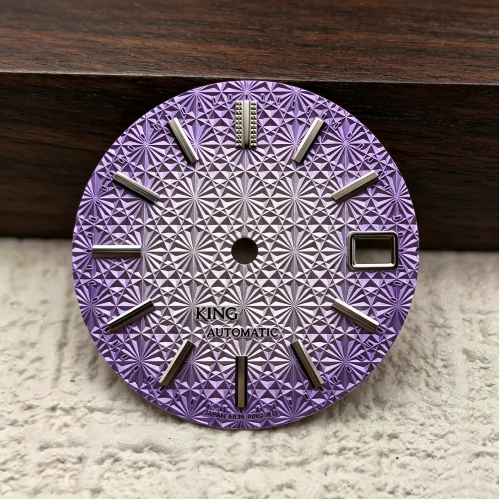 28.5mm NH35 dial S dial, no lume KING snowflake pattern dial, compatible with NH35/NH36 movements
