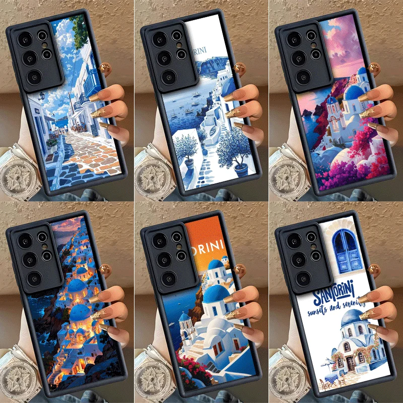 Santorini Greece Summer Shockproof Phone Case For Samsung Galaxy S23 S24 S25 S26 Ultra S21 FE S20 Plus 5G Silicone Cover