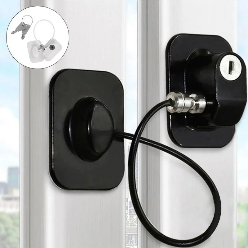 

1PC Door and window Safety lock Black White Self Adhesive Traceless Safety lock No Drilling Children Refrigerator Door Lock