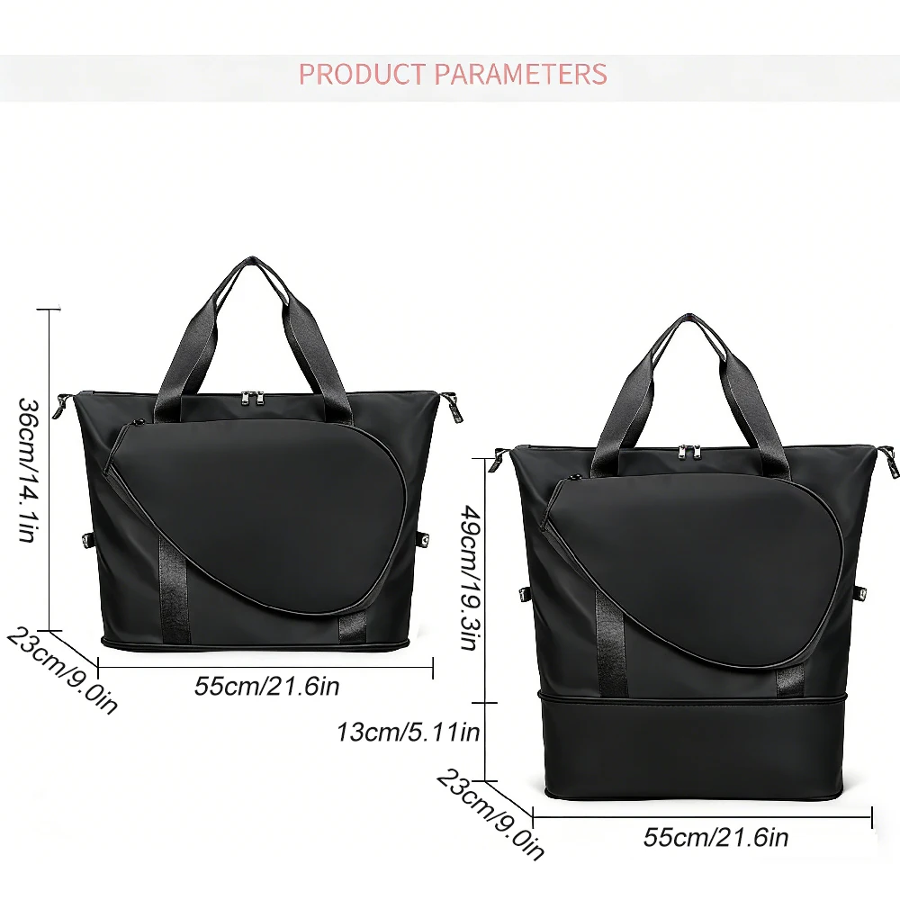 1PCS Tennis Gym Bag for Women - Tennis Tote Holds 2 Rackets, Shoe Compartment & Wet Pocket, Lightweight Sports Duffle