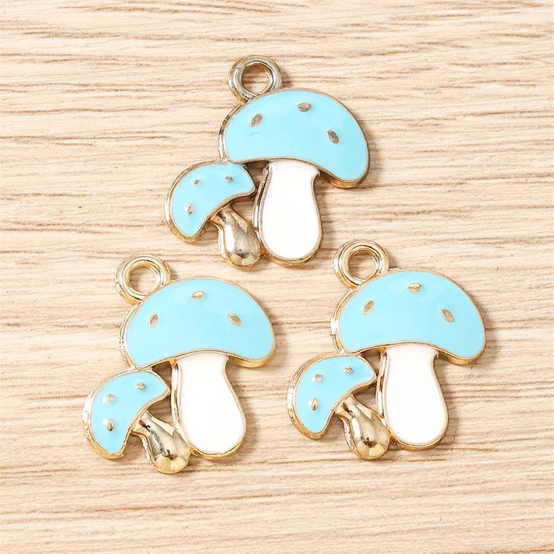 10 Stück 18x20mm Niedliche Emaille-Pilz-Anhänger für Schmuckherstellung, Ohrringe, Halsketten, Armbänder, DIY-Bastelzubehör – Detail 6