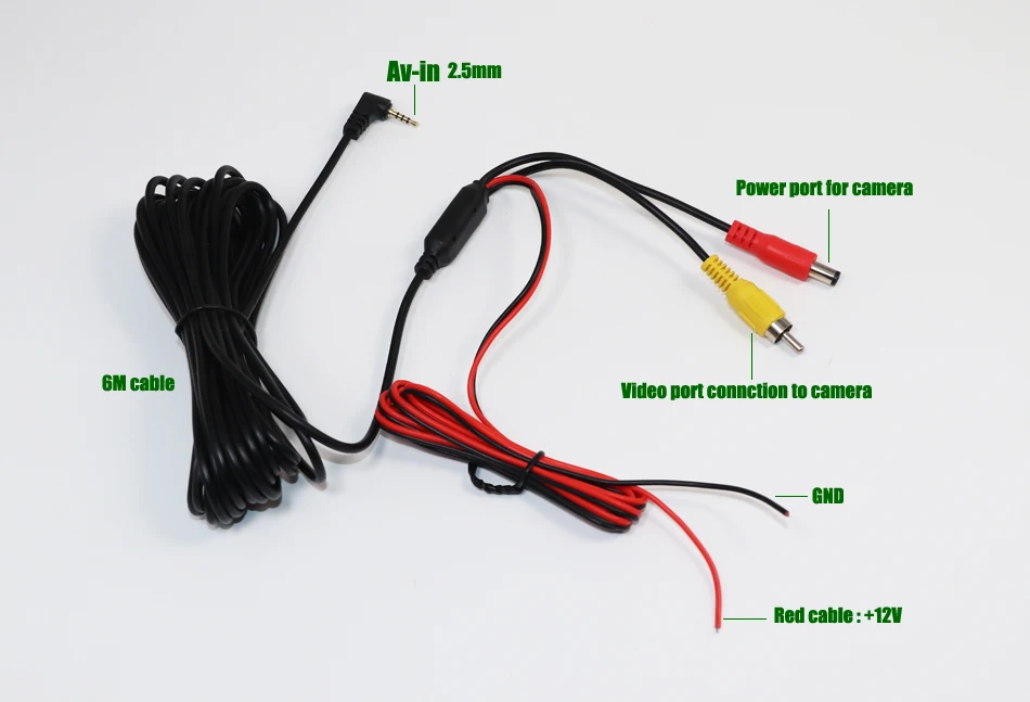 Cable de entrada de vídeo de navegación GPS con enchufe av de 2,5mm, Puerto AVIN, Cable de 6M para cámara de marcha atrás de visión trasera de