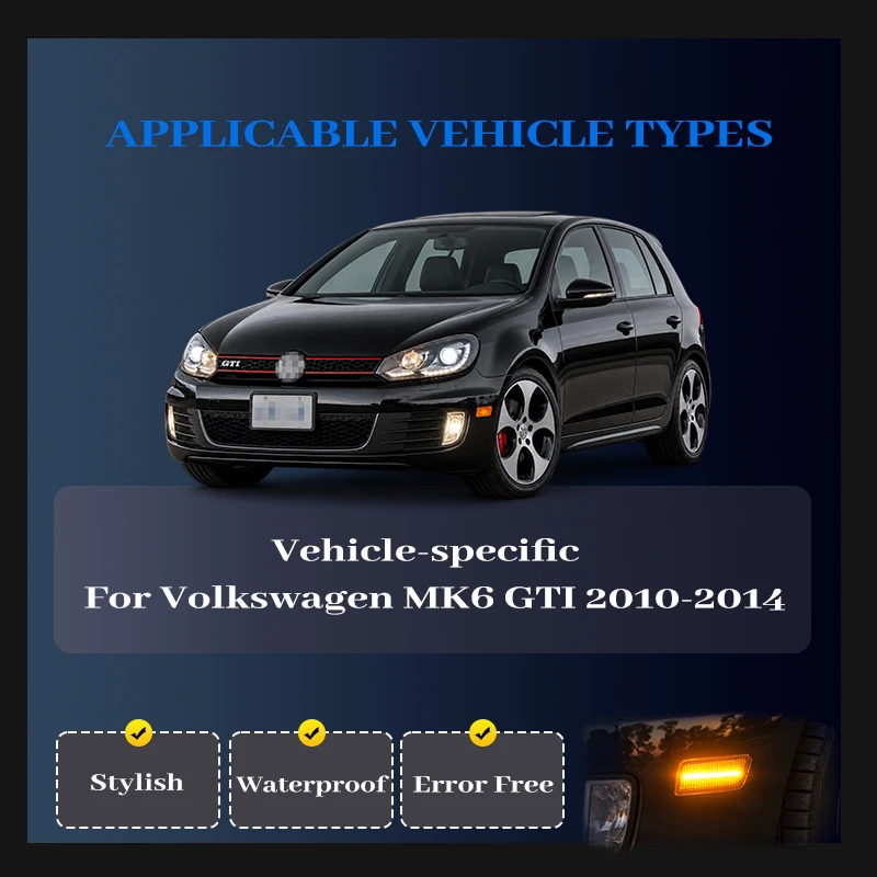 For Volkswagen MK6 GTI 2010-2014 White LED Front Side Marker Indicator Lights Front Side Fender Parking Light 5K0-945-071