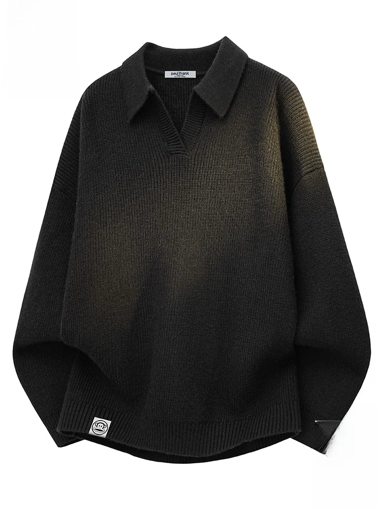 

PaulFrank Men's Loose Fit Knitted Sweater Bla Warm Casual Top Autumn New Sle Cozy Long Sve Crew Ne Knitwear