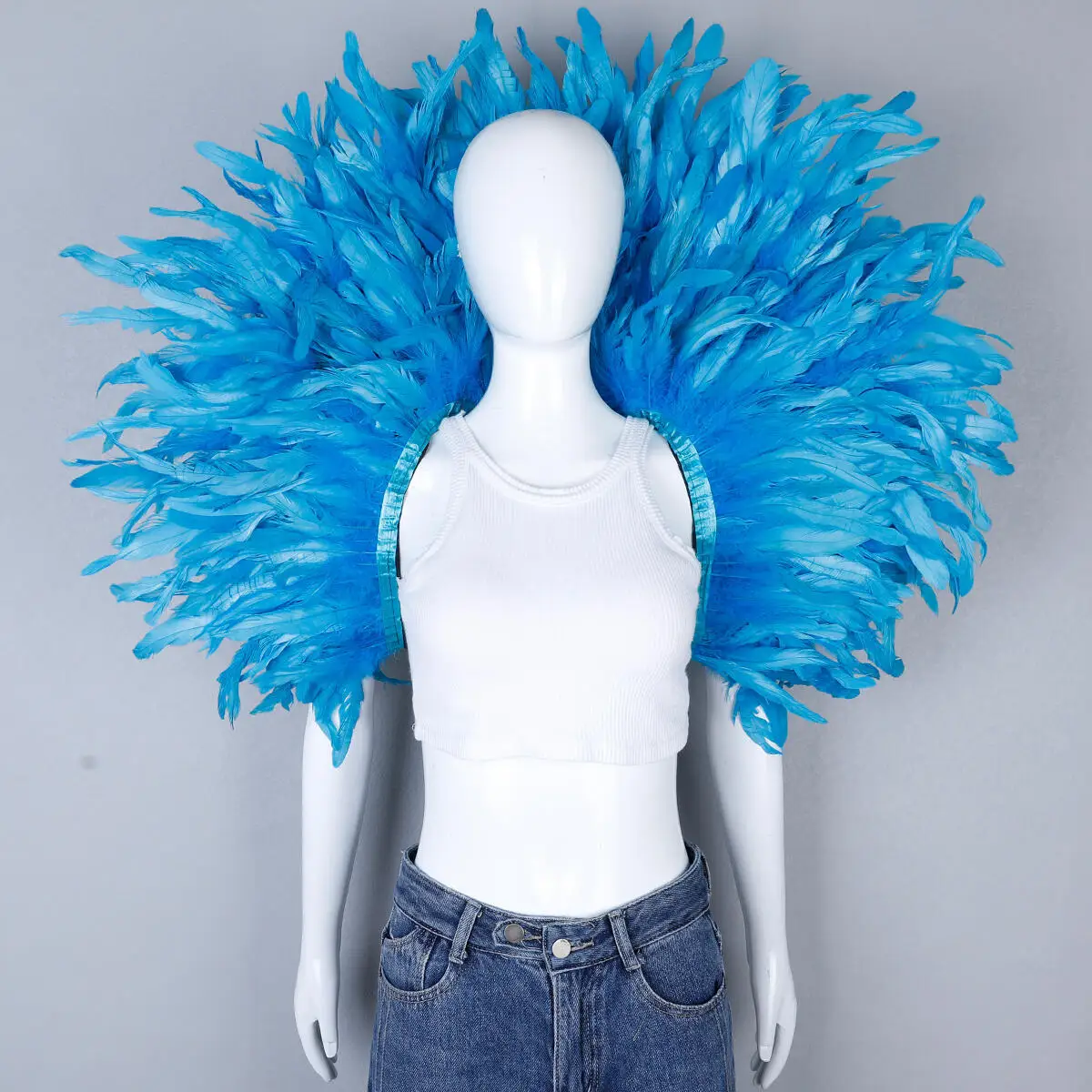 Party Luxus Schal Feder Cosplay Designer Punk Halloween Maskenball Karneval Feder Punk Karneval Party Bekleidung Zubehör – Detail 12