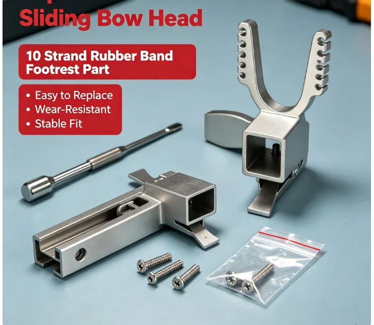 Stainless Steel Sliding Bow Head Square Tube Accessory with 10‑Strand Rubber Band Footrest