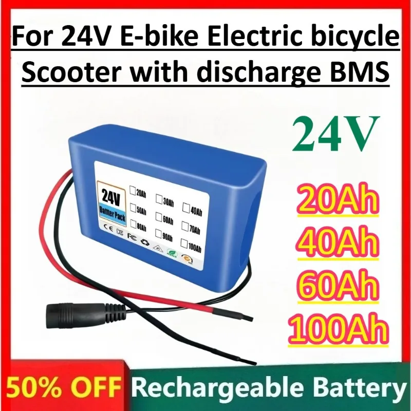 

24V 20Ah 40Ah 60Ah 100Ah 6S4P high capacity Lithium ion Battery Pack For 24V E-bike Electric bicycle Scooter with discharge BMS