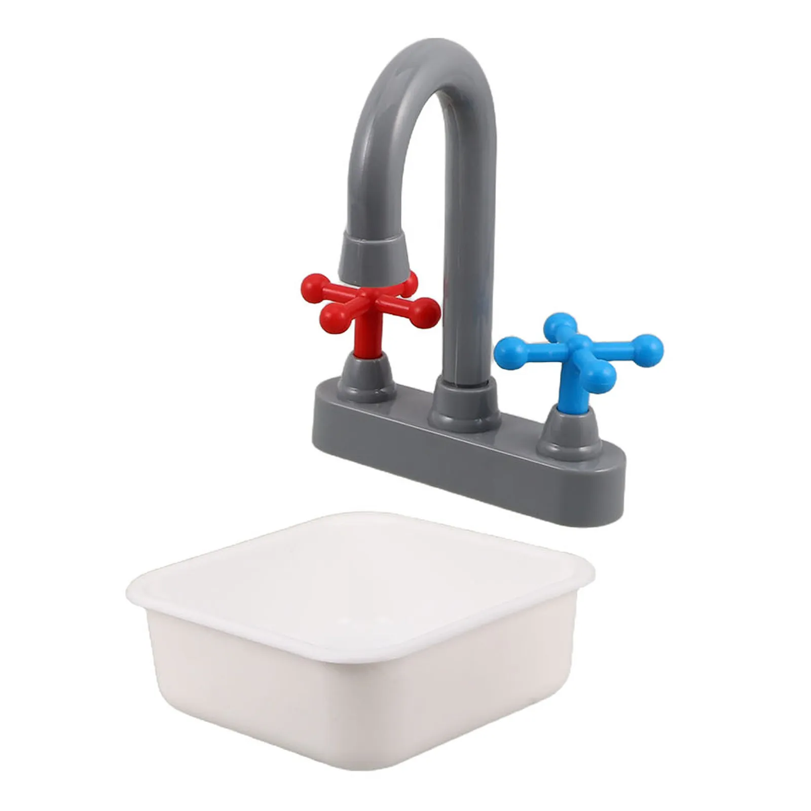 1Set Kids Pretend Kitchen Set with Water Sink Faucet Smooth Easy Clean Plastic Play Kitchen Appliance for Role Play Creative