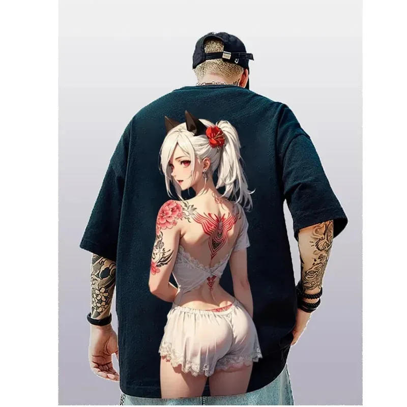 Hot Selling Fashion Anime Girl 3D Printed Men's T-shirt Oversized Hip-hop Trend Loose Casual Street Round Neck Clothing T-shirt