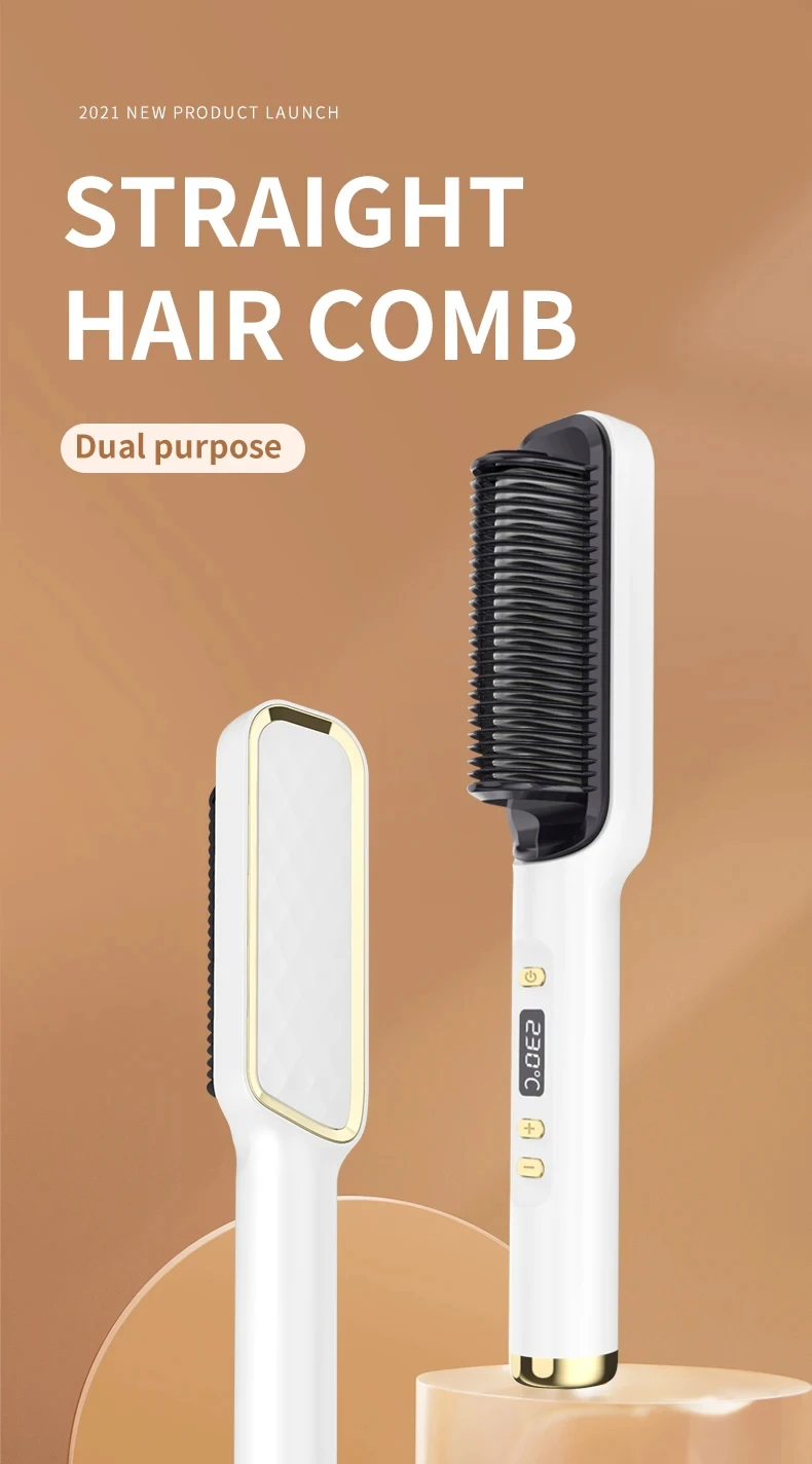 Electric Hot Comb Multifunctional Hair Straightener Negative Ion Anti-Scalding Dryer Hot Air Brush Professional Hair Tools