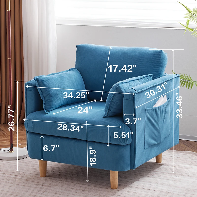 29,5 "w moderner Stoff dekorativer Stuhl Sessel gepolsterter Lese sessel Einzels ofa lässiger Clubs tuhl mit massiven Holzfüßen a