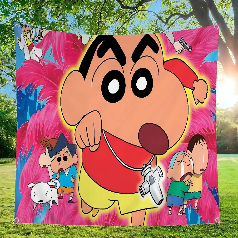 C-Crayon Cute S-Shin Chan Cartoon Banner Art Printing Japanese Wall Flag Anime Wall Hanging Home Decor