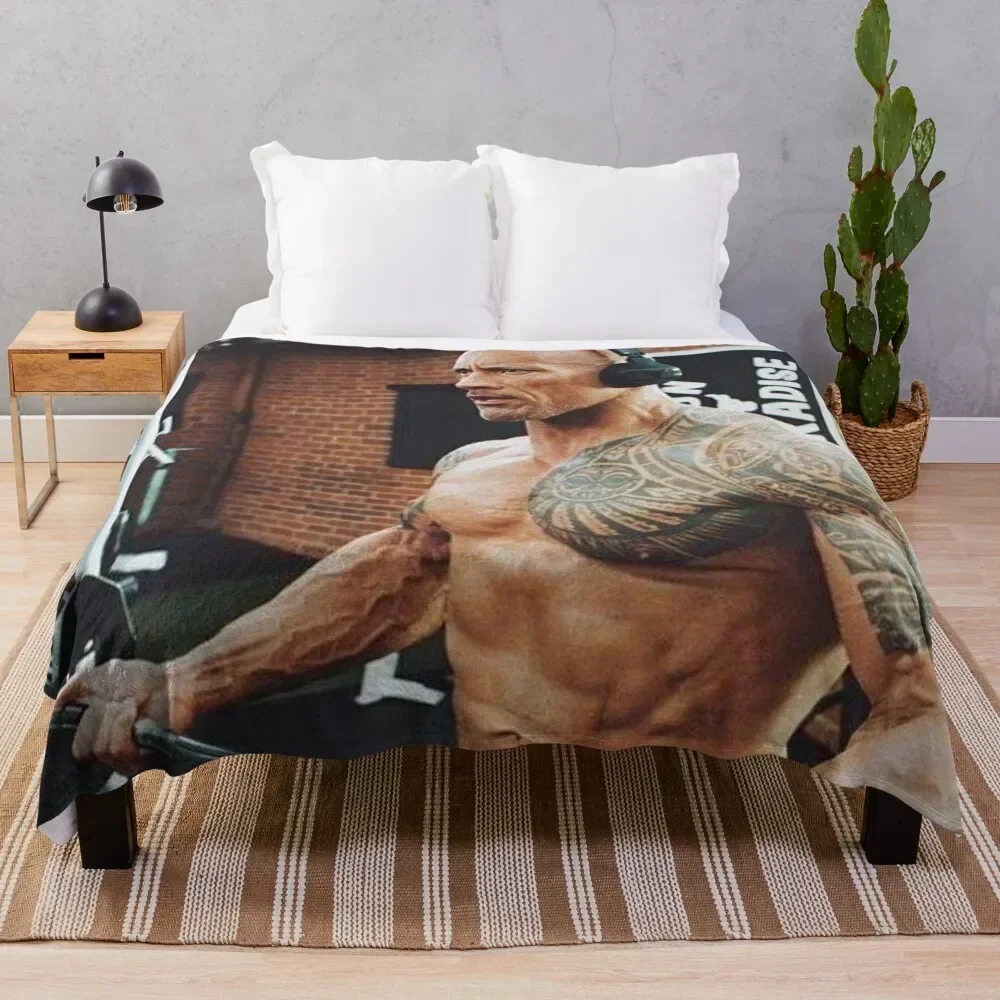 

dwayne the rock johnson gym Throw Blanket