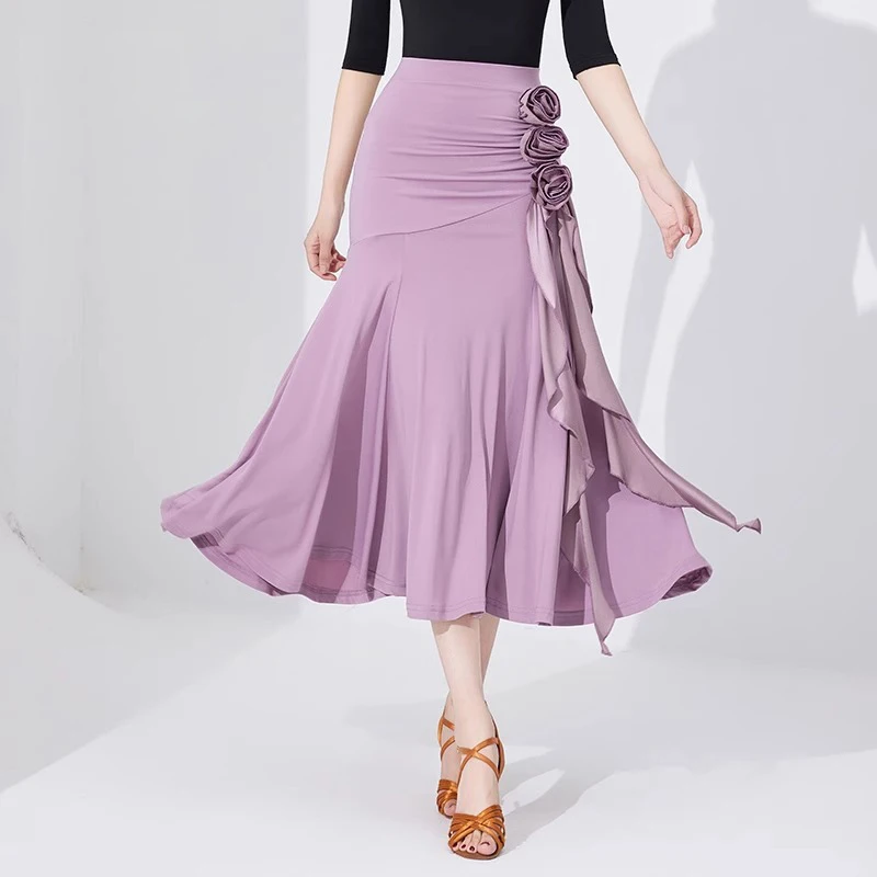 

New Womens Ballroom Dance Skirt Waltz Flamenco Costume Elastic Waistband Big Swing Adult Dance Wear Latin Dance Costume