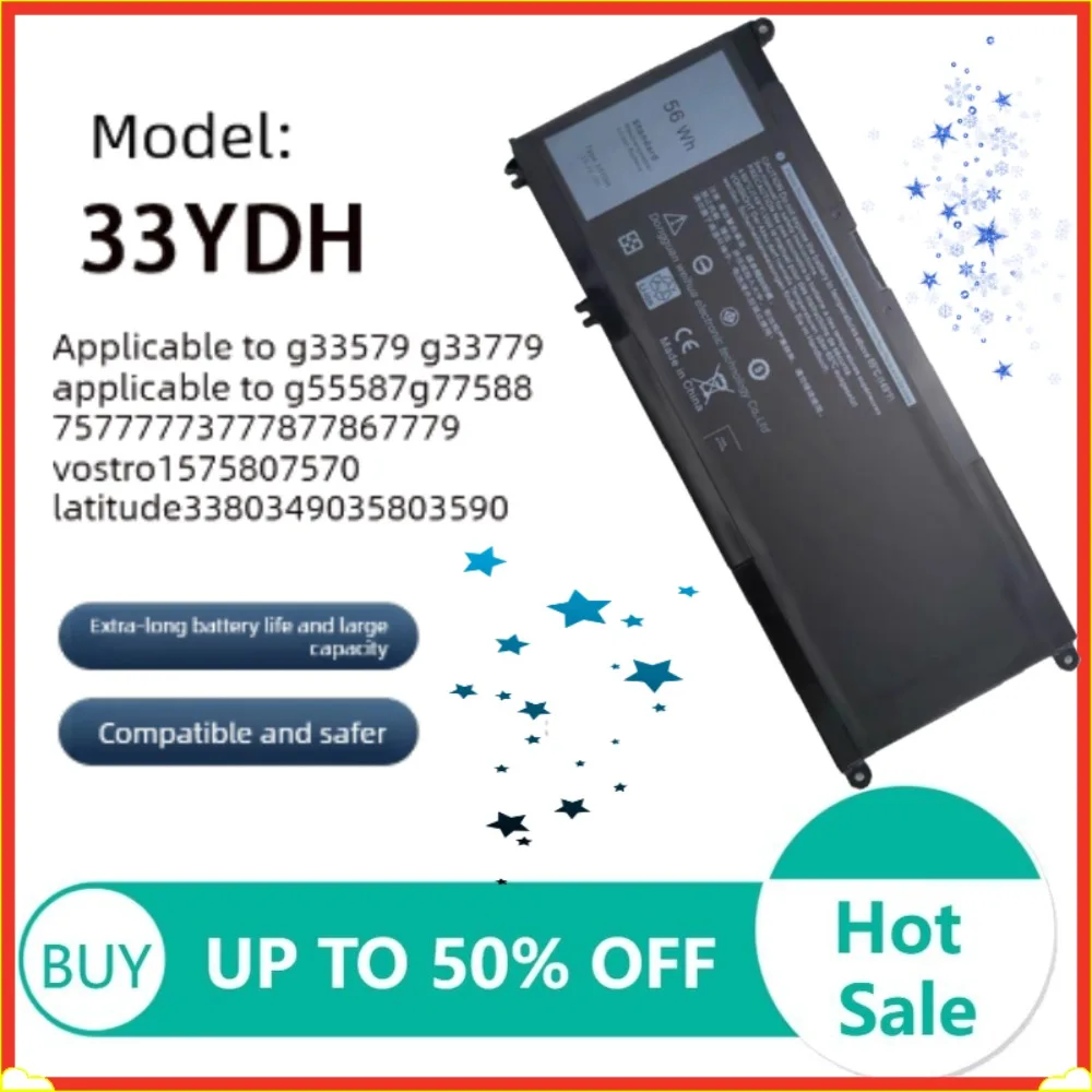 

Laptop battery For Dell G3 3579 3779 G5 5587 G7 7588 Inspiron 15 7577 17 7778 7786 Latitude 3380 3490 Vostro 15-7580 56Wh 33YDH