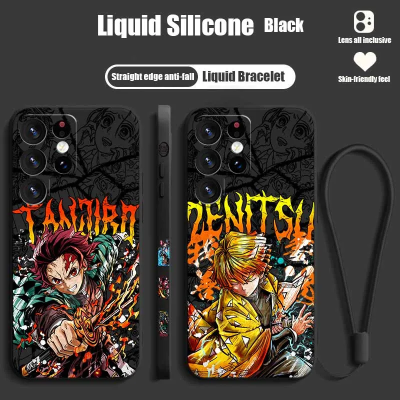 Handsome Demon Slayer For Samsung A73 A72 A71 A60 A57 A56 A55 A54 A53 A52 A36 A34 A27 26 A17 Liquid Left Rope Funda Silicone