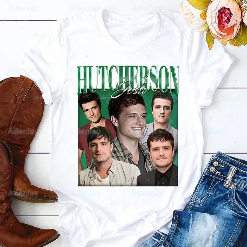 

Футболка Josh Hutcherson Heart, мужская футболка с рисунком 90-х годов, топы в стиле Харадзюку, милая футболка с короткими рукавами, женские футболки