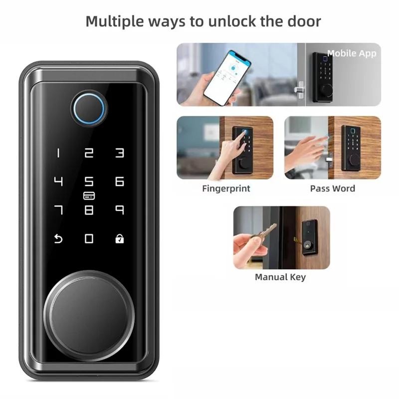 ABKI-Electronic Door Lock For Tuya Lock With Deadbolt Lock Fingerprint Lock Keyless Entry With Smartlife App Remote Unlock