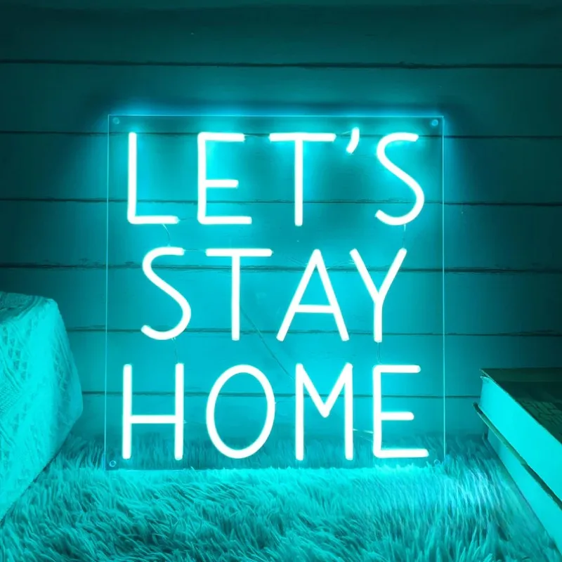 Let‘s Stay Home Neon Sign Led Neon Light for Living Room Bedroom,Home Art Decor Wall Decor Personalized Gift Neon Art Lights