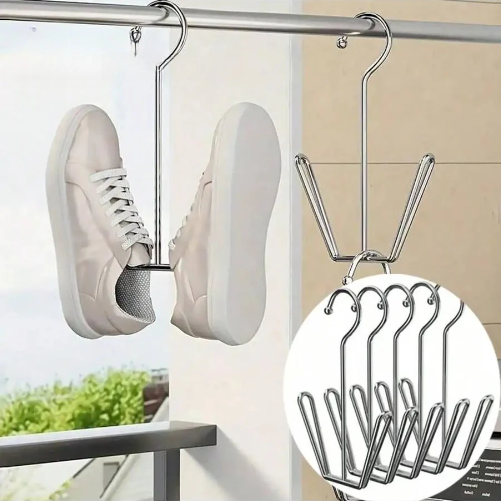 3/5/10 قطعة الفولاذ المقاوم للصدأ رف تجفيف الأحذية في الهواء الطلق شرفة الأحذية تجفيف هوك الأحذية شماعات ملابس لتنظيم خزانة #2