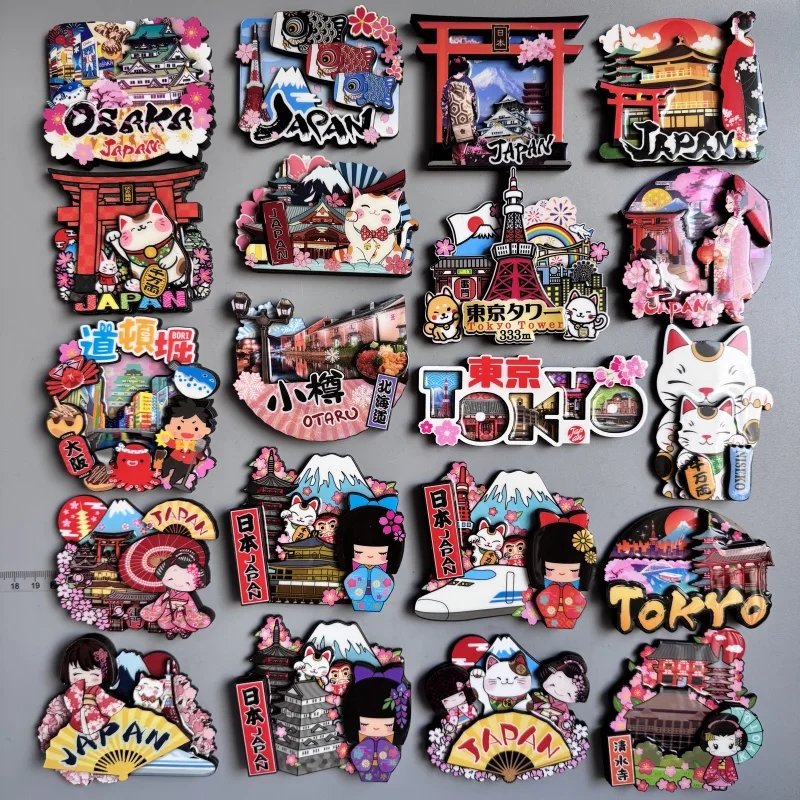 Fridge Magnets Osaka Japanese Tengniang Mount Fuji Tokyo Tower Hakone Kiyomizu Temple Otaru Hokkaido Lantern Koi Japan Stickers