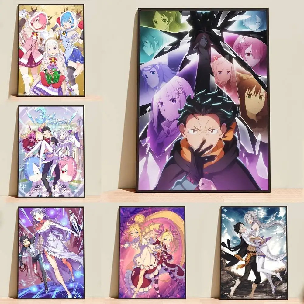 R-Re-Zero S4 Subaru x Emi Poster High Quality Dorm Living Room Aesthetic Wall Decoration Painting Stickers Gift