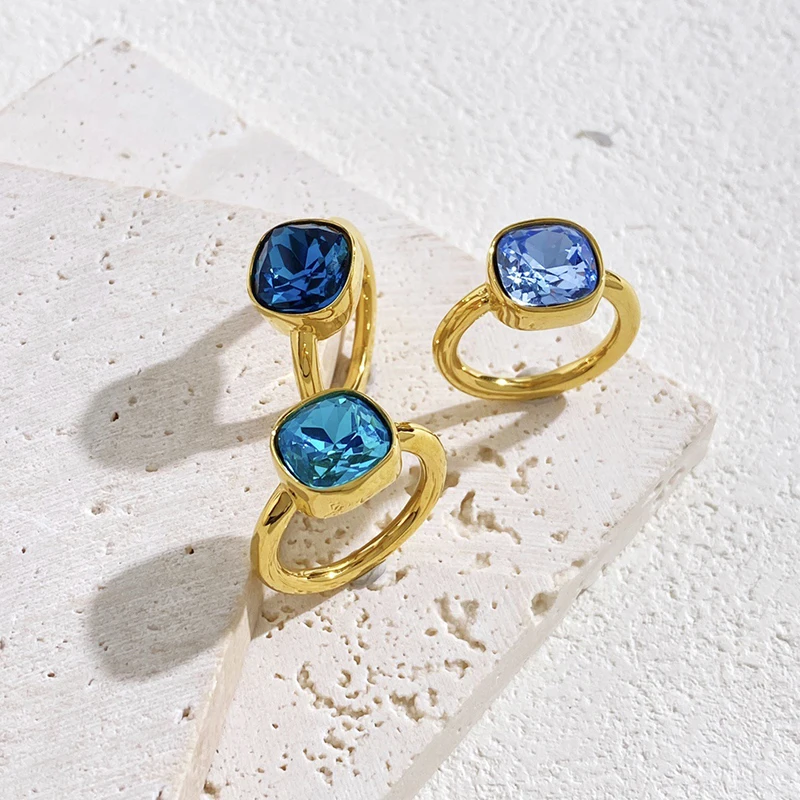 New Arrived 10 Kinds of Crystal Gemstone Throne Rings Gold Color Stacking Knuckle Ring For Women Wedding Jewelry Gift Wholesale