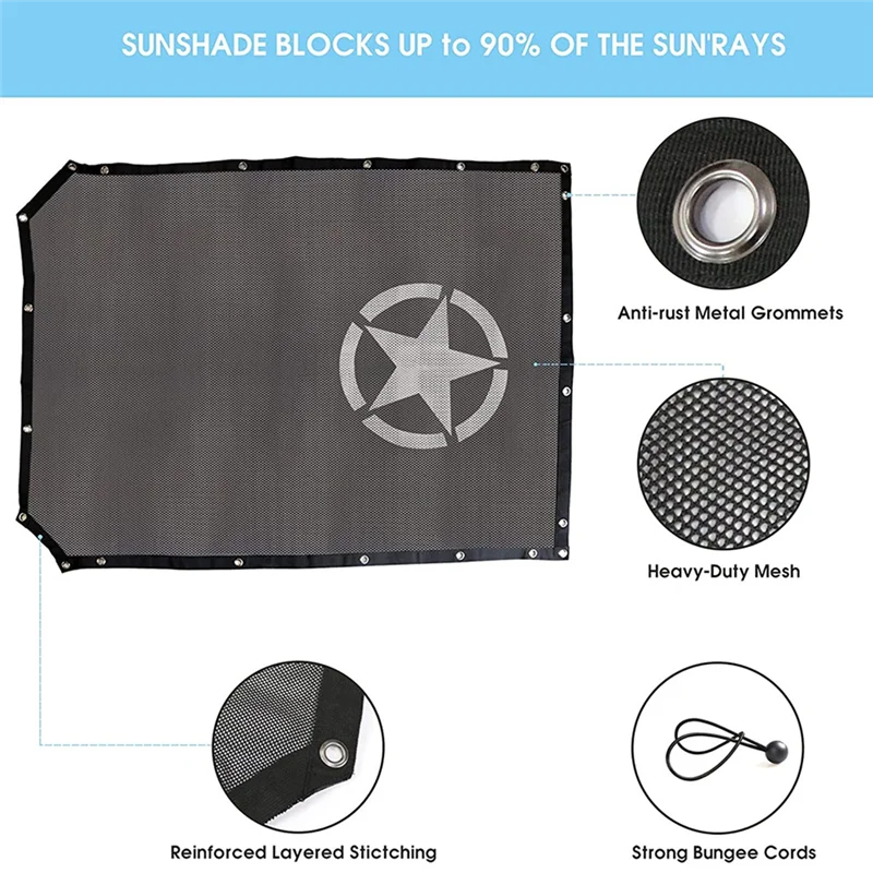 Sunshade for Ford Bronco, Mesh Sun Shade Bikini Top Cover for Ford Bronco 2021 2022 4 Door Accessories