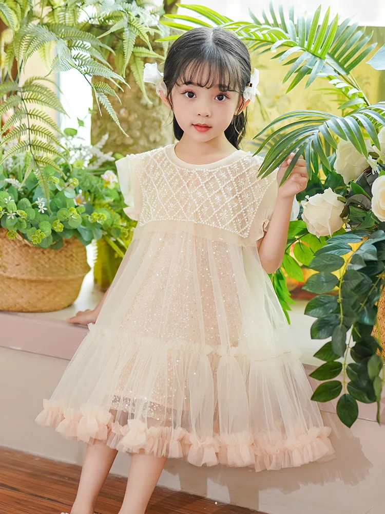 

Summer Clothing2024New Children's Mesh Skirt Pettiskirt Little Girl Fashionable Princess Dress