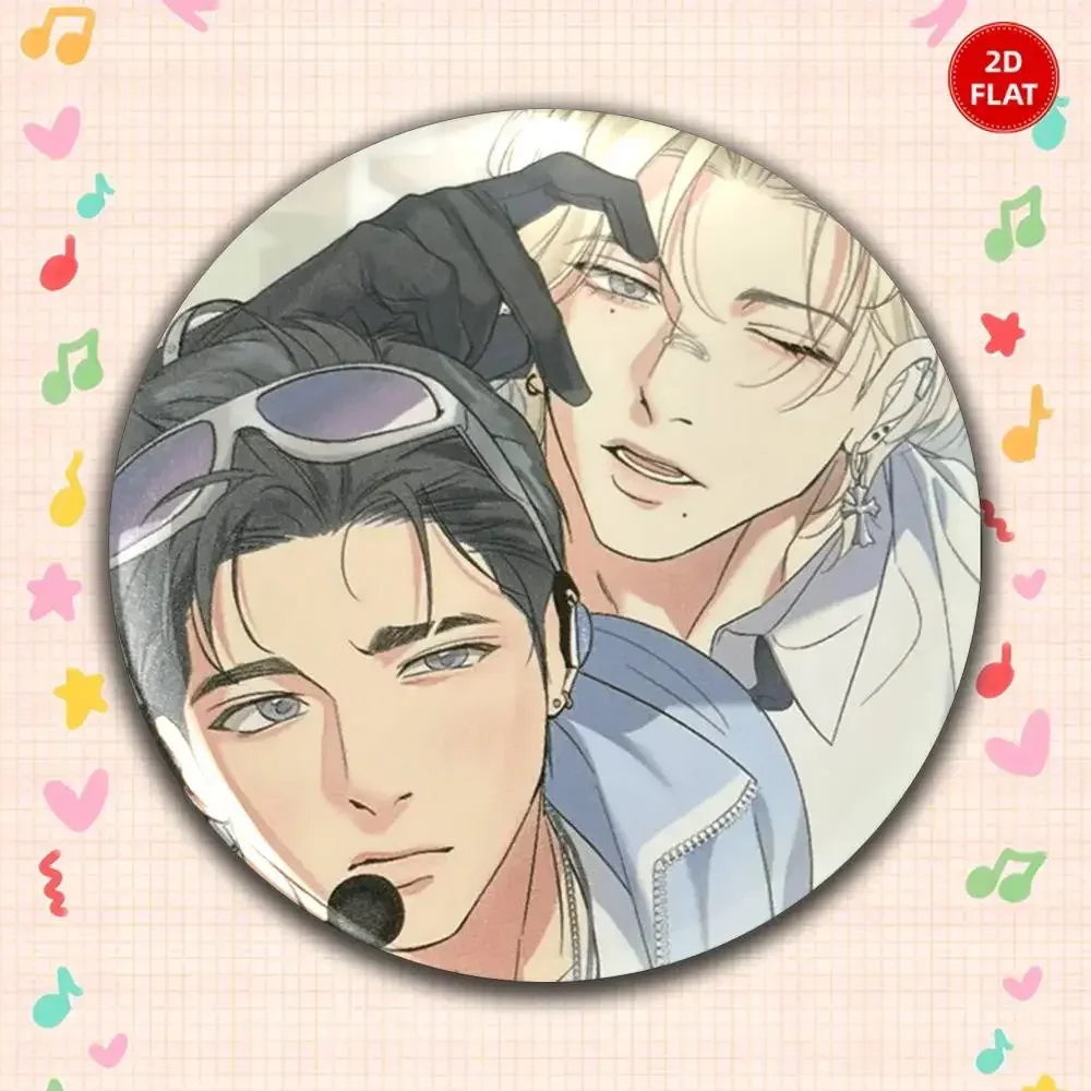 2026 Latest Model Classic Style 2D FLAT Gorgeous Round Anime Plastic Brooch Pin Unisex Lapel Badge Fun Gift
