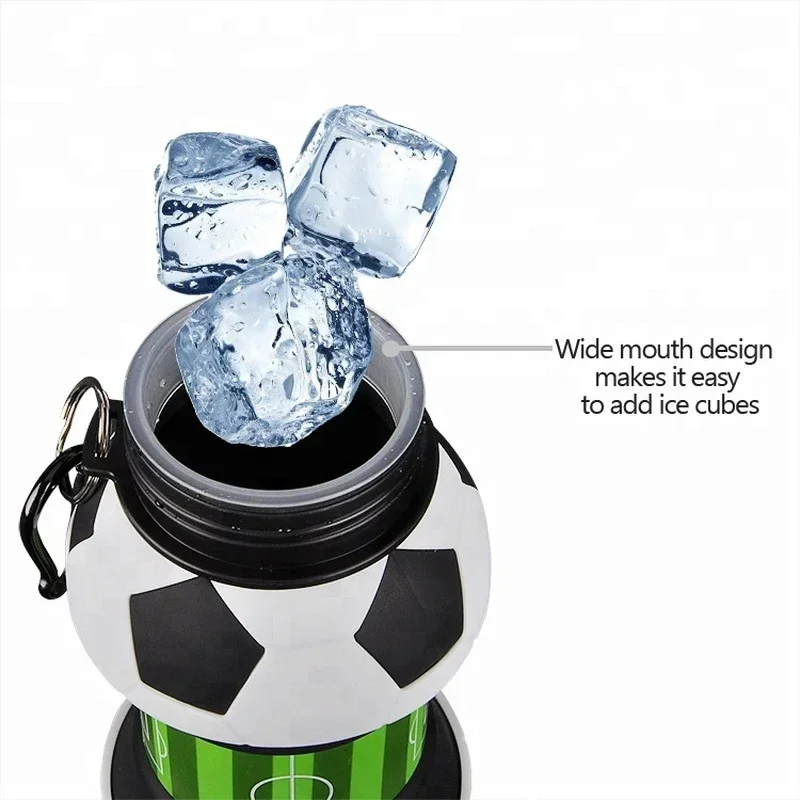 Kids Fold Outdoor Sports Water Cups Basketball/Football Bottle,Student Leakproof Portable Kids Water Bottle,Can Hang Backpack