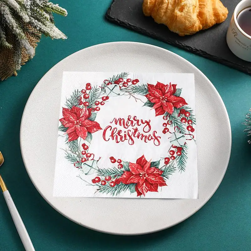 Christmas Paper Napkin Holiday Decor Printing Napkins Christmas Design Paper Napkins Tableware Decor Paper Napkins For Winter