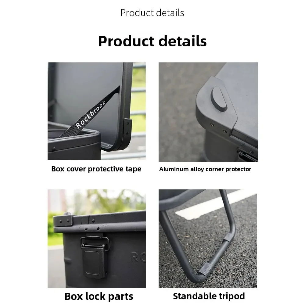 صندوق ROCKBROOK 50L صندوق تخزين من سبائك الألومنيوم والمغنيسيوم سعة كبيرة 50L متعدد الوظائف للتخييم في الهواء الطلق حامل سفر محمول