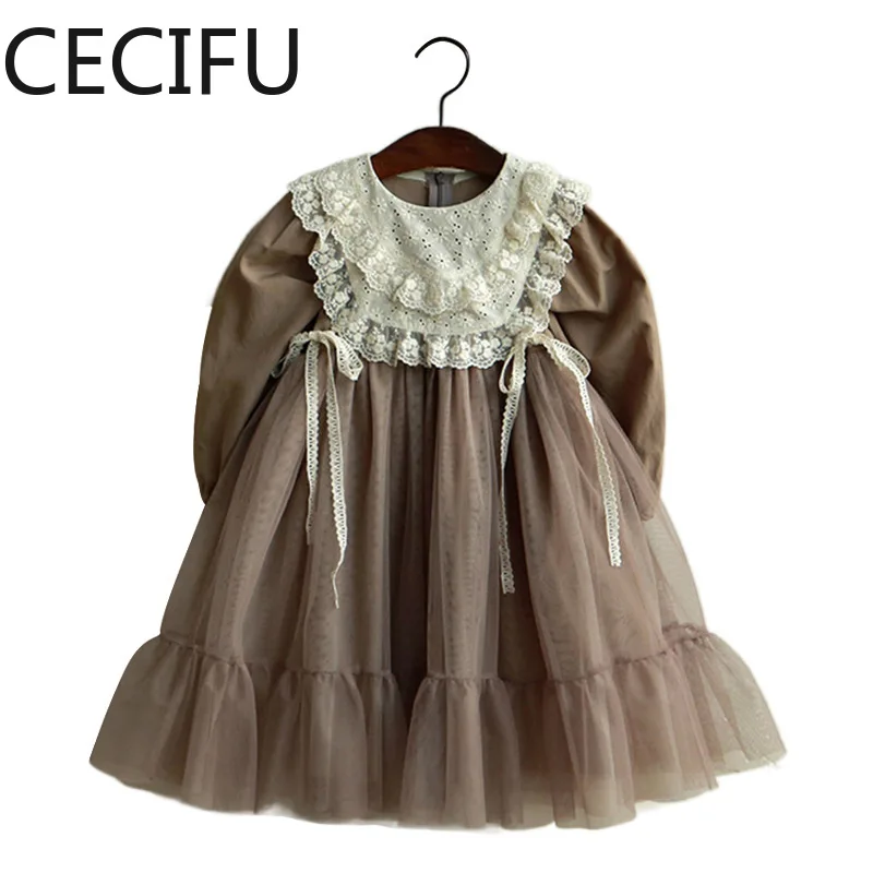 Baby Girls Children's Wear Spring Autumn New Korean Style Dress Lace Girls Baby Fairy Princess Mesh Dresses for 1-11 Yrs CC233