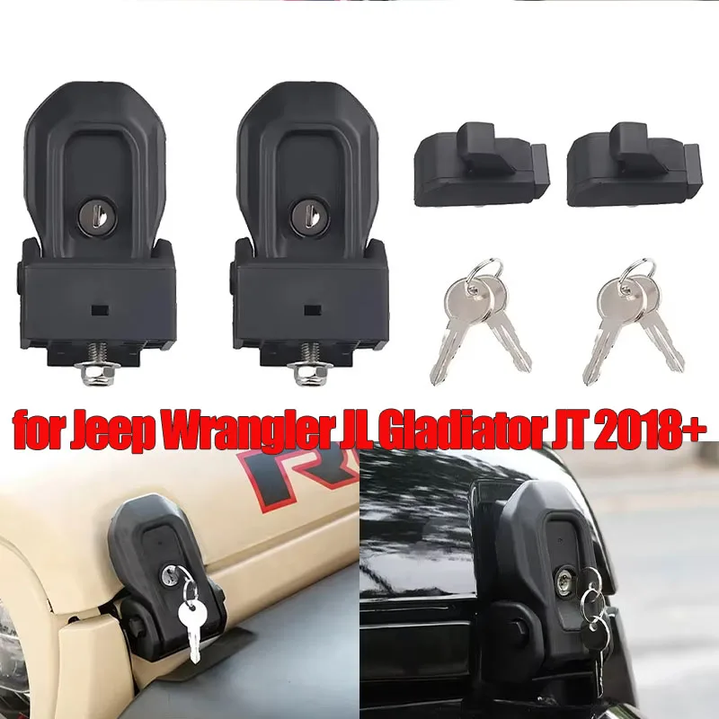 

Противоугонные защелки капота, внешняя пряжка капота двигателя с замком для Jeep JT Wrangler JL Gladiator 2018, автомобильные аксессуары