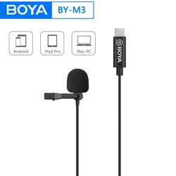 BOYA BY-M3 Type-C Digital Lavalier Lapel Microphone Omnidirectional Condenser Mic 6m Cable For Smartphone Tablets Macbook Record