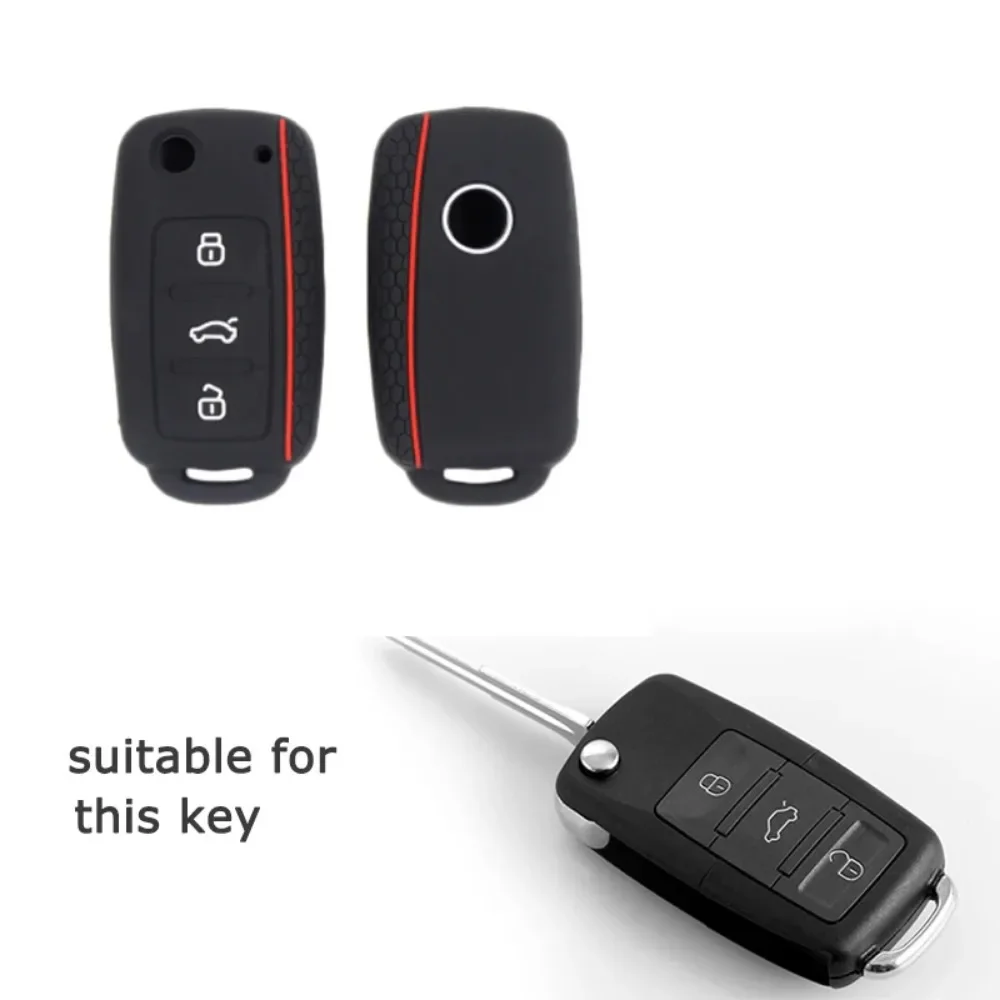 Skoda Yeti 용 VW 골프 Jetta POLO 용 자동차 키 케이스 SEAT Leon Ibiza 3 버튼 실리콘 키 커버 용 Superb Rapid Octavia