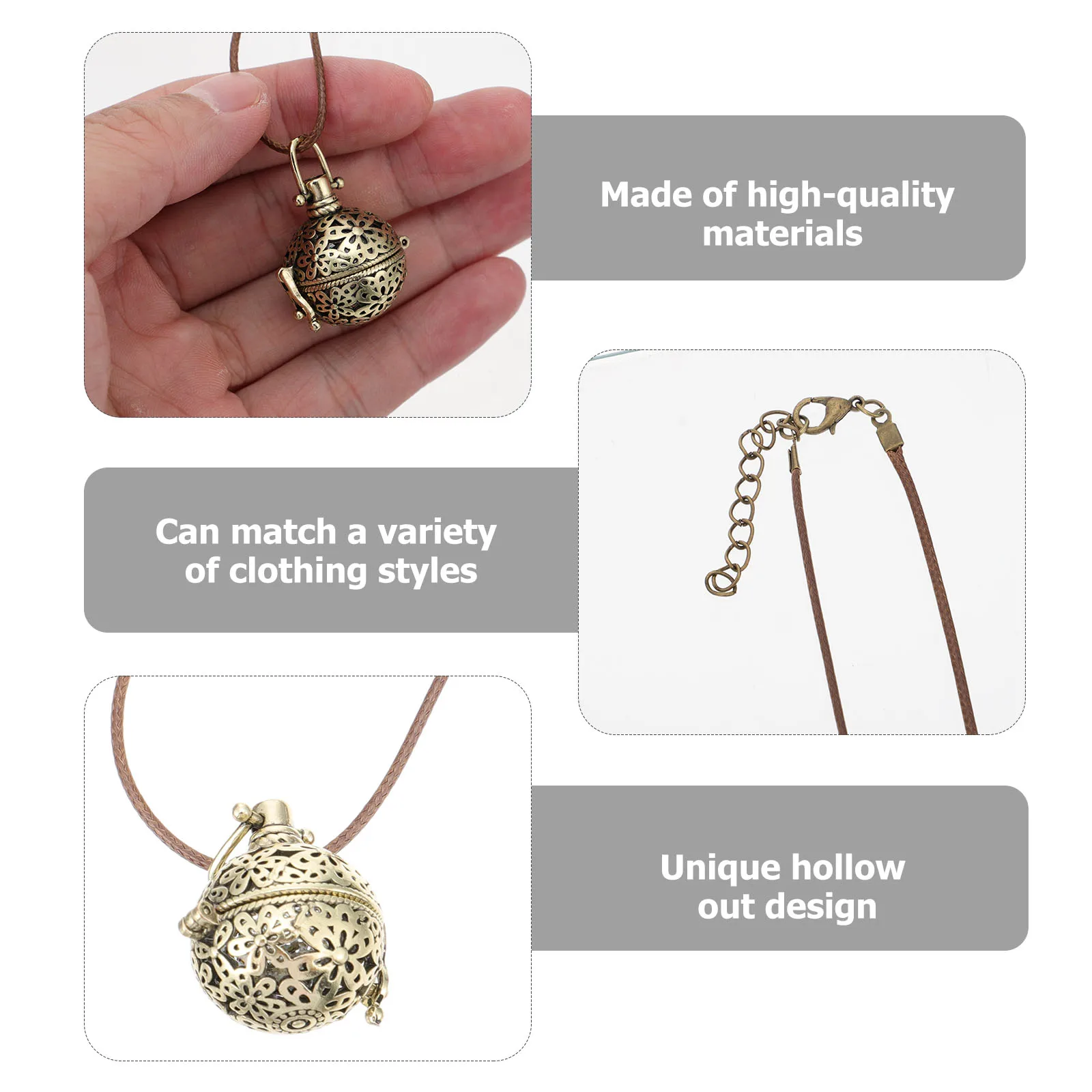 

2Pcs Hollow-Out Essential Oil Necklace Aromatherapy Pendant Creative Neck Jewelry for Parties Stylish Neck Adornment Diffuser