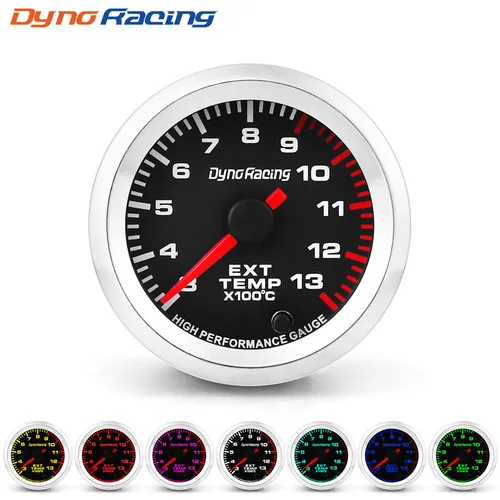 Dynoracing 자동차 배기 가스 온도 게이지, 스텝퍼 모터 계량기, EGT 게이지 포인터, 섭씨 300-1300 도, 7 색, 2 인치, 52mm 