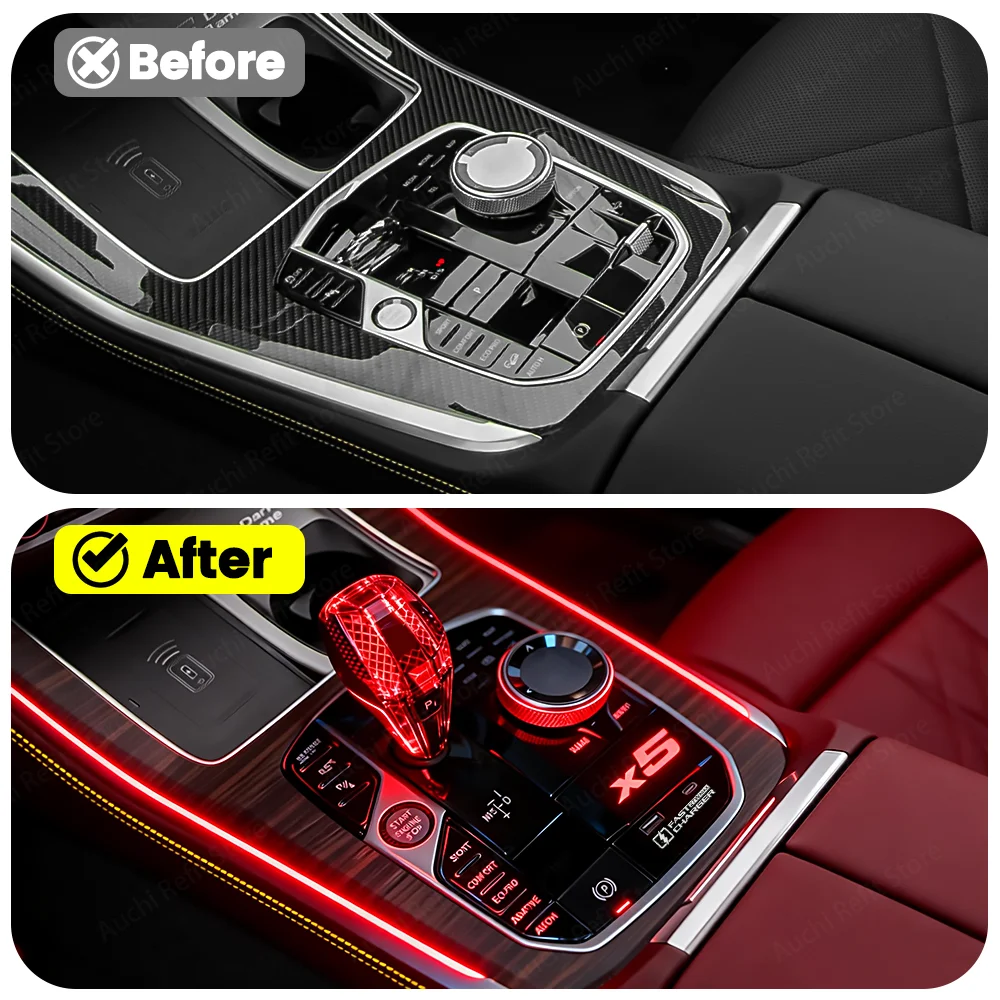 Auchi 11 Colors Ambient Light Center Console Luminous Expansion Dock For BMW 3/4Series G20 G22 G26 G28 X3 X4 X5 G01 G02 G05