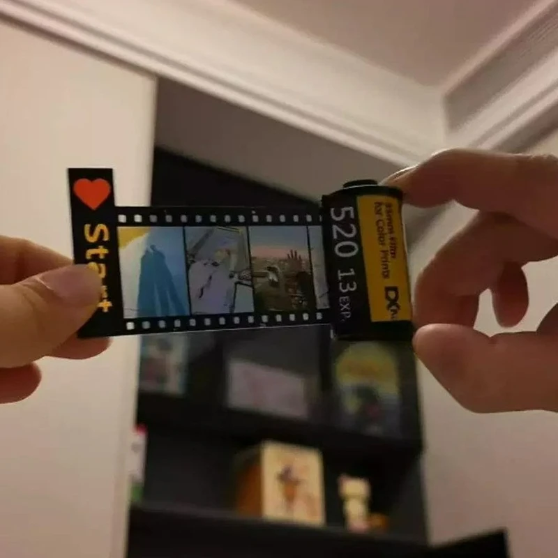 Porte-clés photo en rouleau de film, souvenir unique, avec film de transfert thermique, pour cadeau de Saint-Valentin ou de vacances
