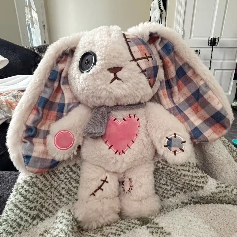 Plushie Dreadfuls Love Themed Stitched Heart Plush Rabbit Doll Patchwork Ear Bag Charm Keychain Valentine Day Gift  Toy Lovers