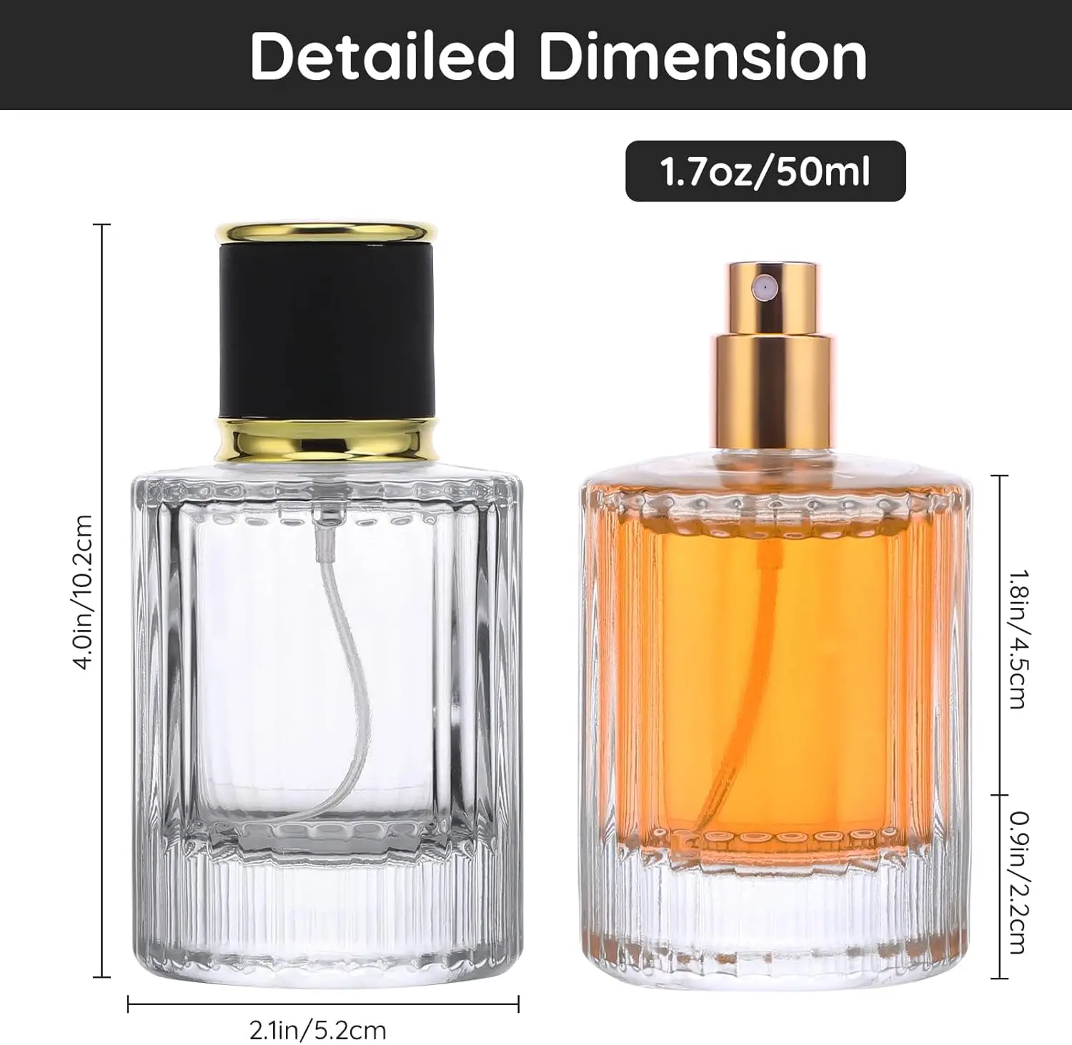 2 Pcs 50ml Travel Cologne Sprayer Glass Vintage Atomizer Empty Refillable Bottles Toiletries Container Dispenser Sample Spray