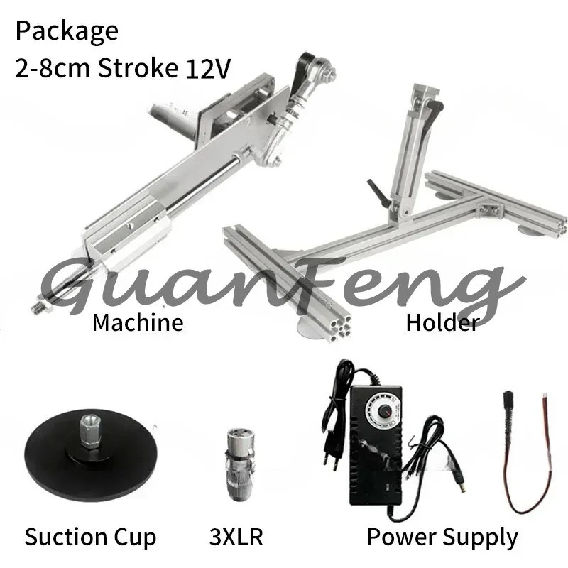 Telescopic Linear Actuator with Bracket & Suction Cup, 3XLR Connector Adjustable Stroke 2-20CM Options, 100-240V for Automation