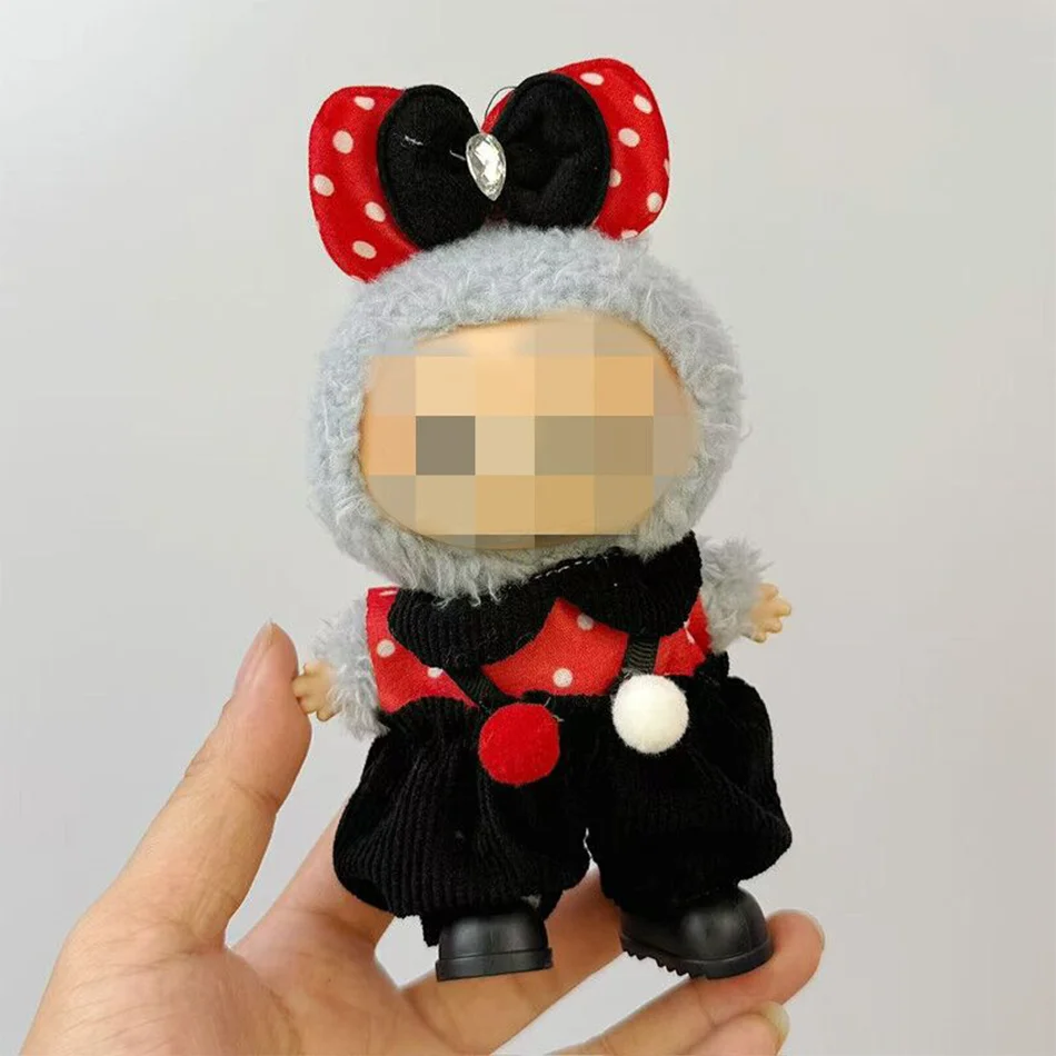 Ropa de muñeca Labubu Popular, colgante de 17cm, ropa para muñeca Labubu, conjunto de pantalones con correa de campo de primavera, accesorios de ropa para muñeca Labubu